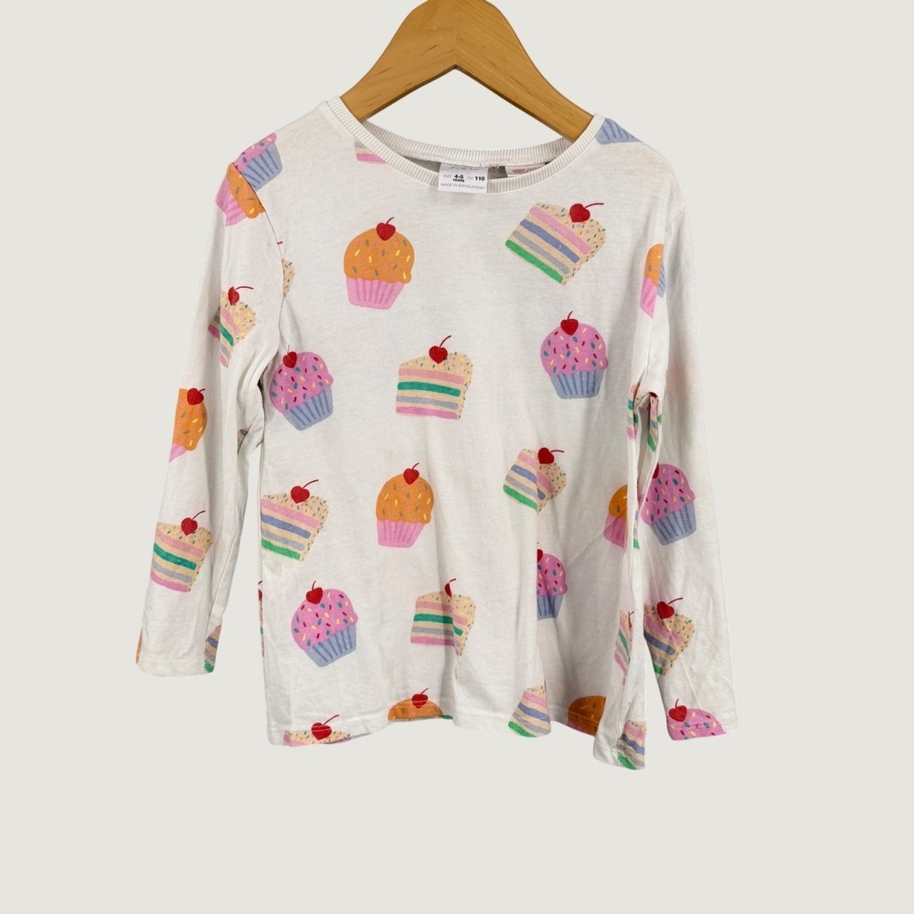 Zara Girls Cupcake Cake Print Long Sleeve Shirt Size 4-5 Years